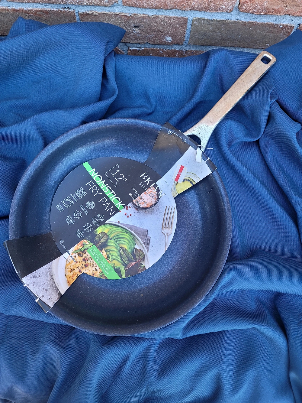 12" Black Nonstick Fry Pan with Metal Handle by BKI